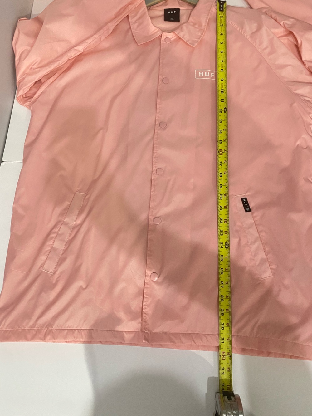 HUF Jacket Men 2XL Pink Nylon Snap Button Waterproof Lightweight Windbreaker - Picture 4 of 10